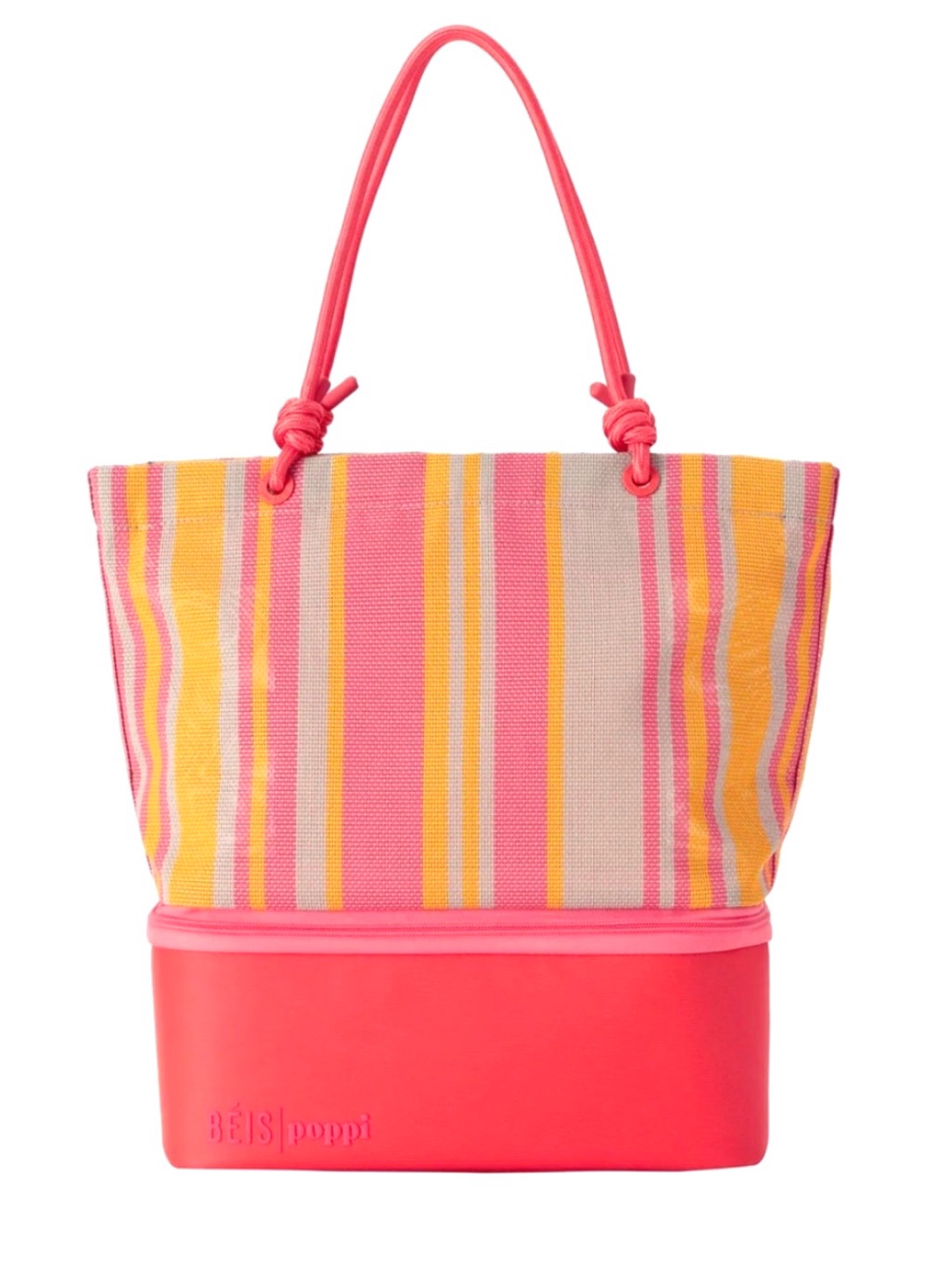 Beis X Poppi The Cooler Tote In Juicy Pink Orange Summer Pool Tote